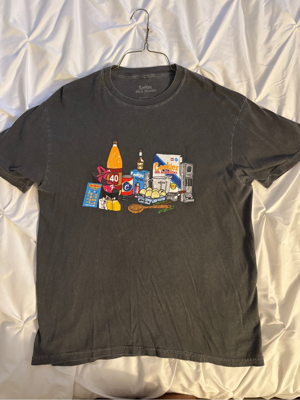 Cookies 40s & Shorties Grey Graphic Grocery Print Crewneck T-Shirt